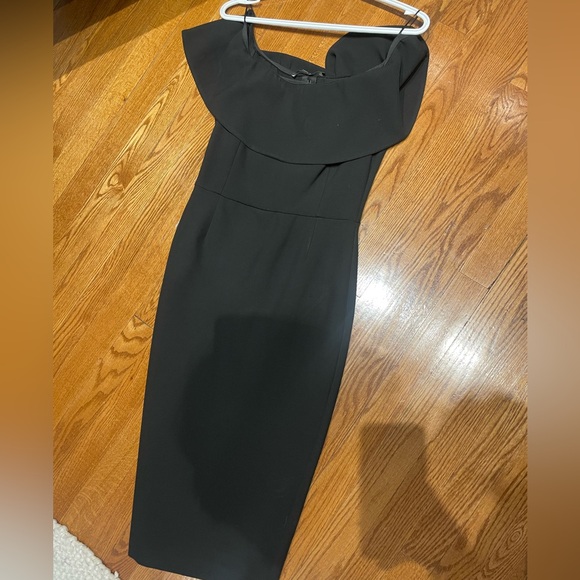 Zara Black off the shoulder midi dress SMALL - Picture 1 of 4
